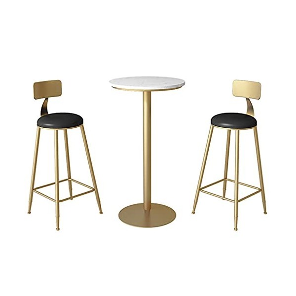 Ensemble de Salle à Manger Moderne 3 pièces à Hauteur de comptoir, Table de Cuisine compacte, 2 chaises avec Repose-Pieds, Pi