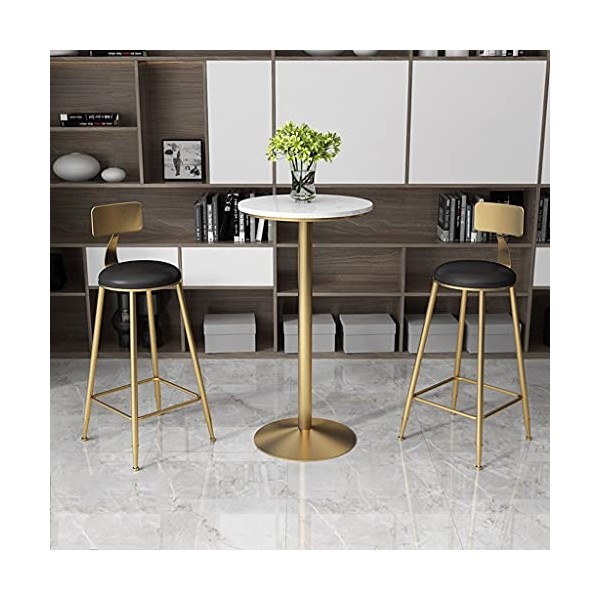 Ensemble de Salle à Manger Moderne 3 pièces à Hauteur de comptoir, Table de Cuisine compacte, 2 chaises avec Repose-Pieds, Pi