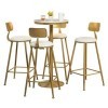 Ensemble de table de bar avec 4 tabourets de bar, ensemble de table de salle à manger 5 pièces, table de bar en marbre doré a