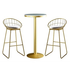 Ensemble de Salle à Manger de pub 3 pièces, Ensemble de Table à Hauteur de comptoir en Fer forgé avec 2 tabourets de Bar, Ens