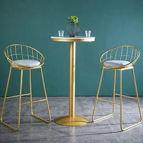 Ensemble de Salle à Manger de pub 3 pièces, Ensemble de Table à Hauteur de comptoir en Fer forgé avec 2 tabourets de Bar, Ens