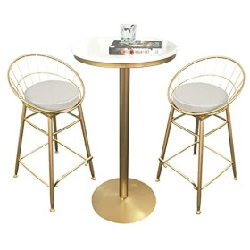 KMFVXZCN Ensemble de Table de Salle à Manger, 3 pièces, Tabouret de Bar, Table de Bar et chaises, Plateau en marbre Facile à 