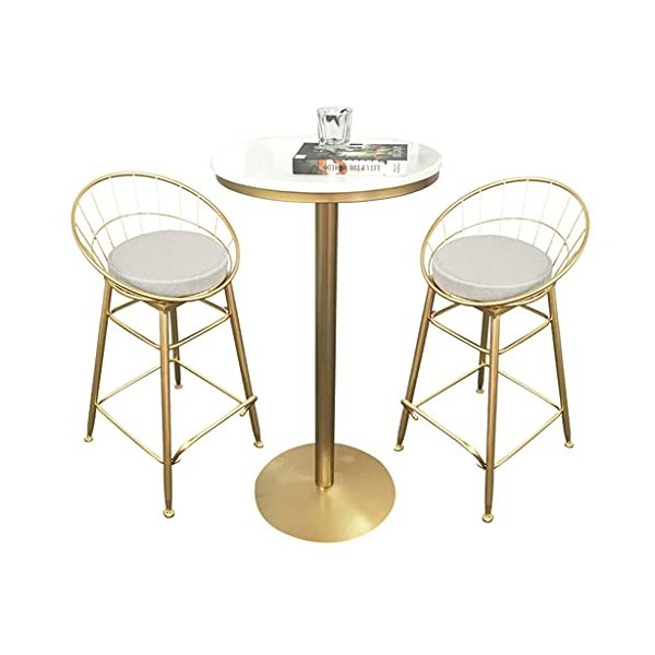 KMFVXZCN Ensemble de Table de Salle à Manger, 3 pièces, Tabouret de Bar, Table de Bar et chaises, Plateau en marbre Facile à 