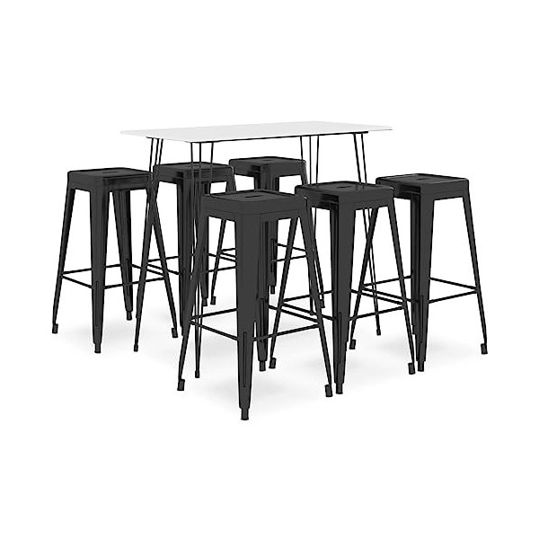 Générique Ensemble de Bar 7 pcs Blanc et noirMeubles,Ensembles de Meubles,Meubles de Salle à Manger