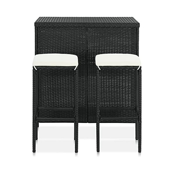 Générique LARRYHOT Ensemble de Bar 3 pcs Résine tressée Noir Ensembles de Meubles,Meubles de Salle à Manger,Noir
