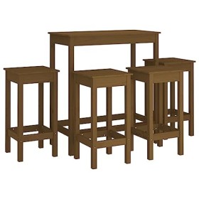 Générique Ensemble de Bar 5 pcs Marron Miel Bois de pin massifMeubles,Ensembles de Meubles,Meubles de Salle à Manger