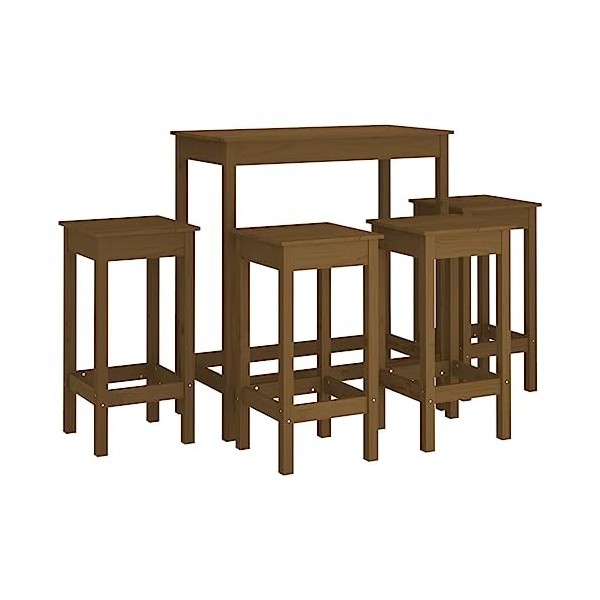 Générique Ensemble de Bar 5 pcs Marron Miel Bois de pin massifMeubles,Ensembles de Meubles,Meubles de Salle à Manger