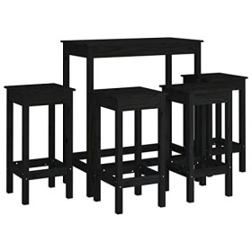 Générique Ensemble de Bar 5 pcs Noir Bois de pin massifMeubles,Ensembles de Meubles,Meubles de Salle à Manger