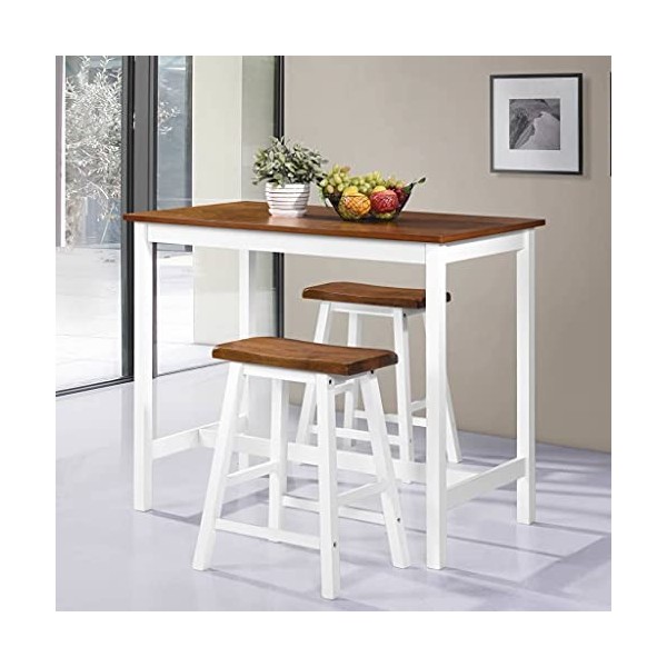 Générique Table de Bar et Tabouret 3 pcs Bois massifMeubles,Ensembles de Meubles,Meubles de Salle à Manger