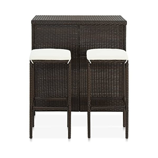 Générique Ensemble de Bar 3 pcs Résine tressée MarronMeubles,Ensembles de Meubles,Meubles de Salle à Manger