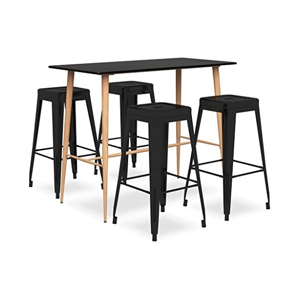 Générique Ensemble de Bar 5 pcs NoirMeubles,Ensembles de Meubles,Meubles de Salle à Manger
