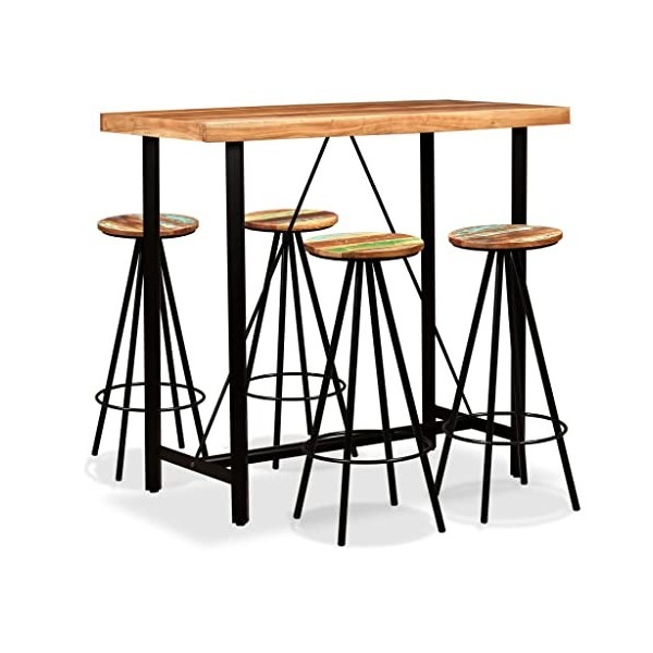 Générique Ensemble de Bar 5 pcs Bois dacacia Massif et de récupérationMeubles,Ensembles de Meubles,Meubles de Salle à Manger