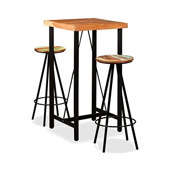 Générique Ensemble de Bar 3 pcs Bois dacacia Massif et de récupérationMeubles,Ensembles de Meubles,Meubles de Salle à Manger