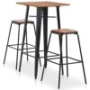 Générique Mobilier de Bar 3 pcs Acier Noir et marronMeubles,Ensembles de Meubles,Meubles de Salle à Manger