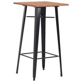 Générique Mobilier de Bar 3 pcs Acier Noir et marronMeubles,Ensembles de Meubles,Meubles de Salle à Manger