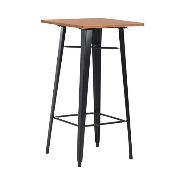 Générique Mobilier de Bar 3 pcs Acier Noir et marronMeubles,Ensembles de Meubles,Meubles de Salle à Manger