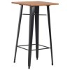 Générique Mobilier de Bar 3 pcs Acier Noir et marronMeubles,Ensembles de Meubles,Meubles de Salle à Manger