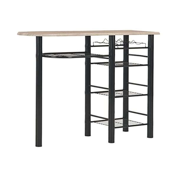Générique Ensemble de Bar avec étagères 3 pcs Bois et acierMeubles,Ensembles de Meubles,Meubles de Salle à Manger