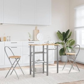 Générique Ensemble de Bar 3 pcs Gris et Marron Bois dingénierie et eubles,Ensembles de Meubles,Meubles de Salle à Manger