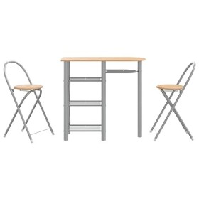 Générique Ensemble de Bar 3 pcs Gris et Marron Bois dingénierie et eubles,Ensembles de Meubles,Meubles de Salle à Manger