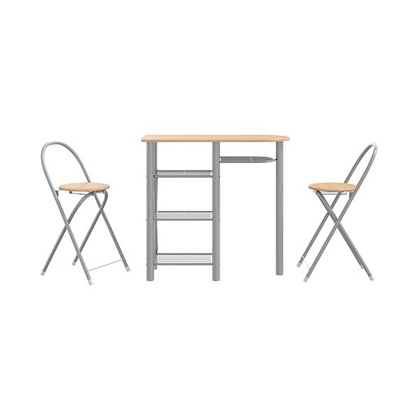 Générique Ensemble de Bar 3 pcs Gris et Marron Bois dingénierie et eubles,Ensembles de Meubles,Meubles de Salle à Manger