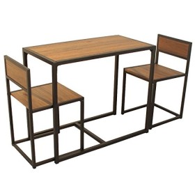 YELLOO Mod. Siena Table Bar et 2 chaises Marron Cuisine tabourets