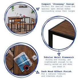 Harbour Housewares Industrial 2 Places Bar à Barres de Petit-déjeuner - Table de Cuisine en Bois compacte - Cadre en métal - 