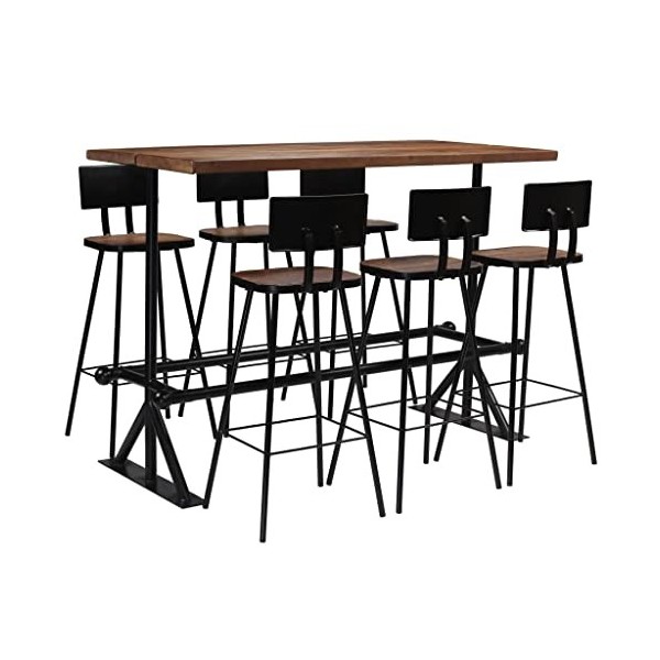 vidaXL Mobilier de Bar 7 pcs Bois de Récupération Massif Table Chaises Maison