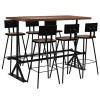 vidaXL Mobilier de Bar 7 pcs Bois de Récupération Massif Table Chaises Maison