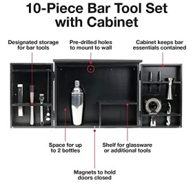 Barndoor Armoire de bar avec 10 pièces Noir
