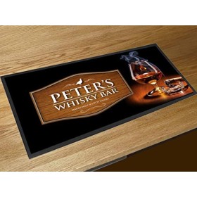 Tapis de bar personnalisé en bois et verre à whisky