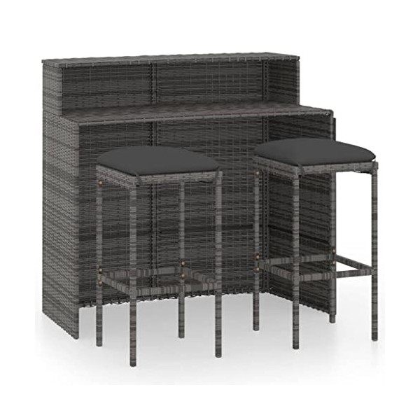 vidaXL Ensemble de Bar de Jardin avec Coussins 4 pcs Table et Chaises de Patio Salon de Jardin Mobilier de Terrasse Meubles d