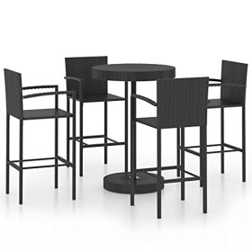 vidaXL Ensemble de Bar de Jardin 5 pcs Mobilier de Bistrot Ensemble de Salle à Manger dExtérieur Salon de Jardin Résine Tres