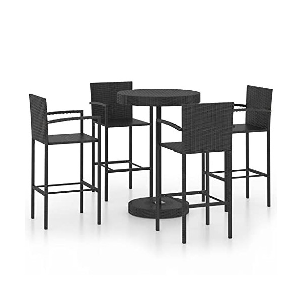 vidaXL Ensemble de Bar de Jardin 5 pcs Mobilier de Bistrot Ensemble de Salle à Manger dExtérieur Salon de Jardin Résine Tres