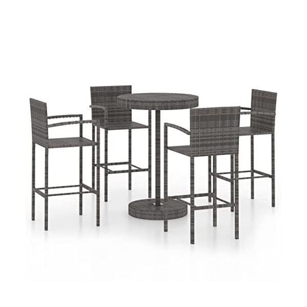 vidaXL Ensemble de Bar de Jardin 5 pcs Mobilier de Bistrot Ensemble de Salle à Manger dExtérieur Salon de Jardin Résine Tres