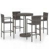 vidaXL Ensemble de Bar de Jardin 5 pcs Mobilier de Bistrot Ensemble de Salle à Manger dExtérieur Salon de Jardin Résine Tres