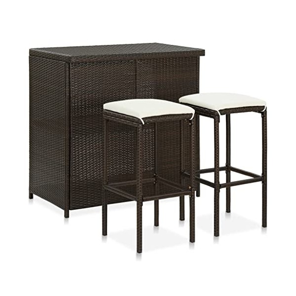 vidaXL Ensemble de Bar 3 pcs Mobilier de Salle à Manger Ensemble de Bistro Table et Tabourets de Pub Meubles de Comptoir Inté