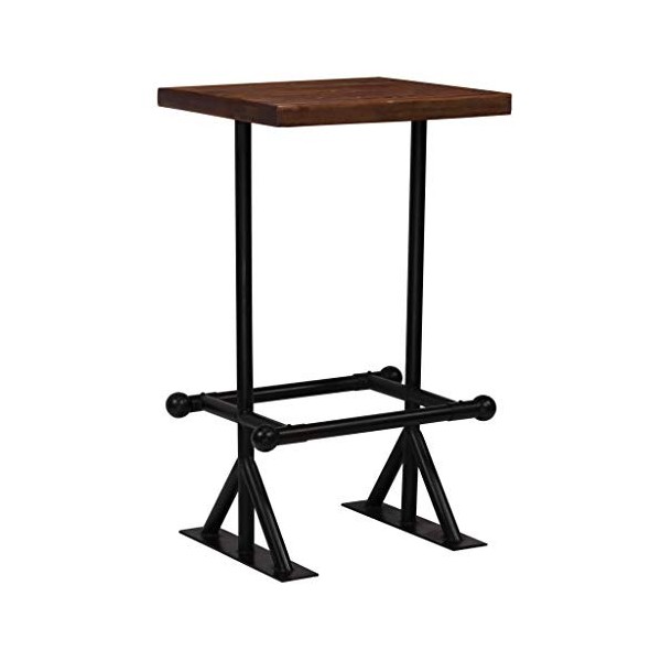 Festnight Ensemble Table de Bar + 2 Chaises en Bois recylé Massif Table Cuisine + 2 tabourets de Bar Industrielle Vintage