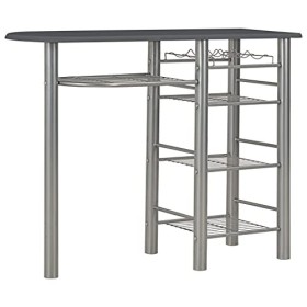 Générique Ensemble de Bar avec étagères 3 pcs Bois et Acier NoirMeubles,Ensembles de Meubles,Meubles de Salle à Manger