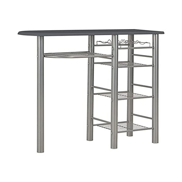 Générique Ensemble de Bar avec étagères 3 pcs Bois et Acier NoirMeubles,Ensembles de Meubles,Meubles de Salle à Manger