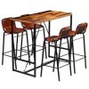 Générique Ensemble de Bar 5 pcs Bois Massif recyclé et Cuir de chèvreMeubles,Ensembles de Meubles,Meubles de Salle à Manger
