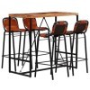 Générique Ensemble de Bar 5 pcs Bois Massif recyclé et Cuir de chèvreMeubles,Ensembles de Meubles,Meubles de Salle à Manger