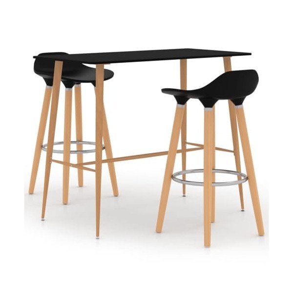 Générique Ensemble de Bar 3 pcs NoirMeubles,Ensembles de Meubles,Meubles de Salle à Manger