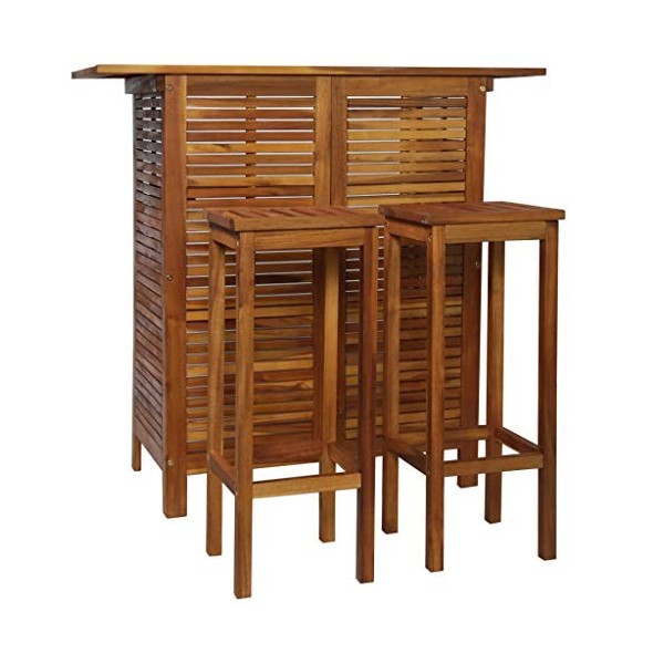 Gecheer Ensemble de 3 pièces - Table haute avec 2 tabourets de bar, 2 tabourets - Ensemble de chaises de salle à manger - Ens