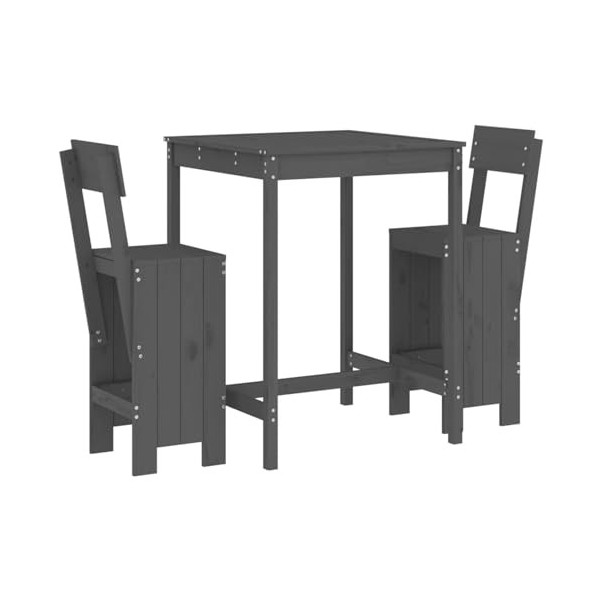 Gecheer Ensemble de 3 meubles de jardin - En pin massif - Gris