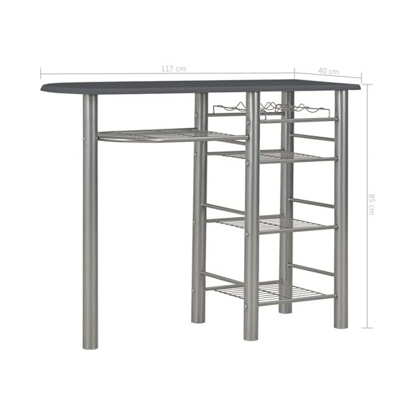Gecheer Ensemble de bar 3 pièces avec étagères - Table de bar - Table haute - Table de bistrot avec 2 chaises pliantes - Tabl