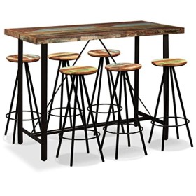 Ensemble de bar 7 pcs Bois massif recycléMeubles,Ensembles de meubles,Meubles de salle à manger