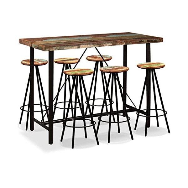 Ensemble de bar 7 pcs Bois massif recycléMeubles,Ensembles de meubles,Meubles de salle à manger