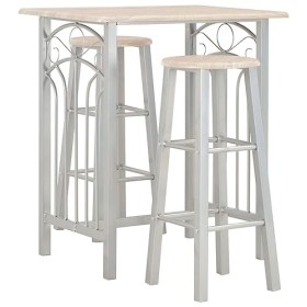 Générique Ensemble de Bar 3 pcs Bois et acierMeubles,Ensembles de Meubles,Meubles de Salle à Manger