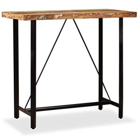 Générique Ensemble de Bar 5 pcs Bois de récupération Cuir véritable et toileMeubles,Ensembles de Meubles,Meubles de Salle à M